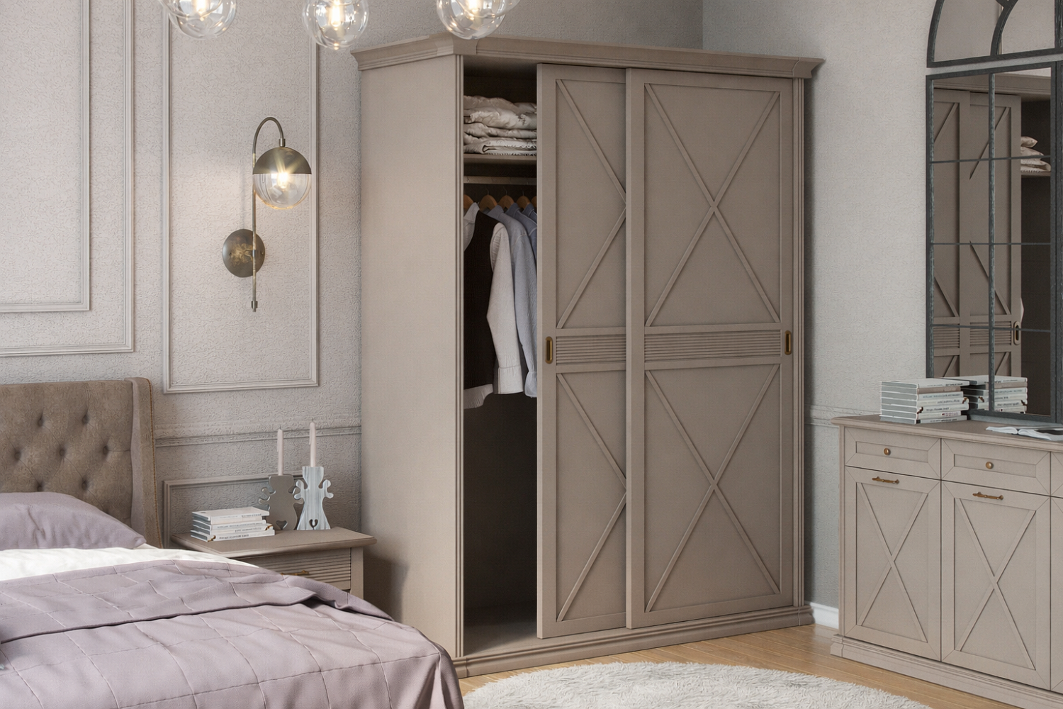 Шкафы-купе - изображение №5 "Шкаф-купе Кантри (серый камень)"  на www.Angstrem-mebel.ru